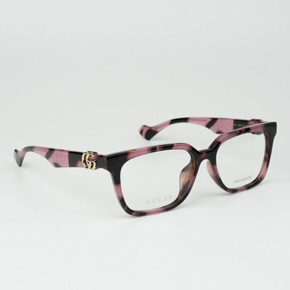 NEW Gucci GG1537OK 004 Pink Havana Square Women Eyeglasses GG 1537OK - Picture 1 of 10